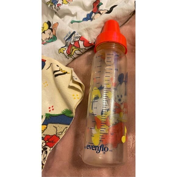 Dundee Vintage Disney Babies Mickey Mouse Crib Sheet Wet Pad & Baby Bottle Lot - Picture 7 of 9